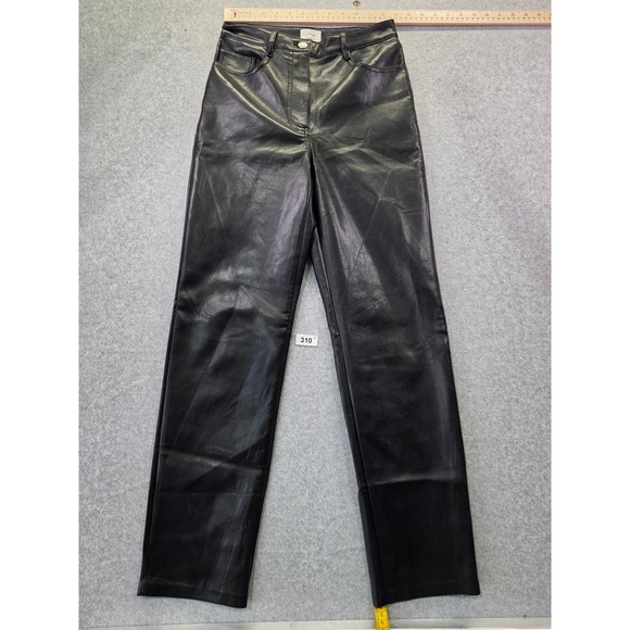 Wilfred Pants - Wilfred Aritzia Black Vegan Leather Straight Leg Pants Size 2 High Rise Pants
